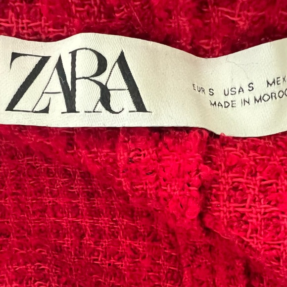 ZARA Textured Weave Blazer Dress Burgundy Red Gold Size S - Picture 12 of 16